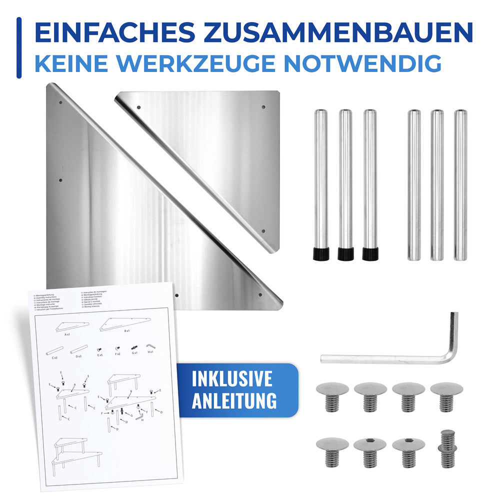 Küchen-Eckregal Mod. Massivo Duo mit 2 Ablagen  Edelstahl rostfrei