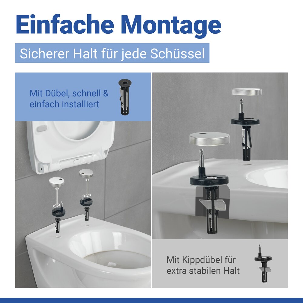 Weißer Toilettensitz Mod. Tavola mit Absenkautomatik in Duroplast  Weißer Toilettensitz Tavola mit Absenkautomatik in Duroplast