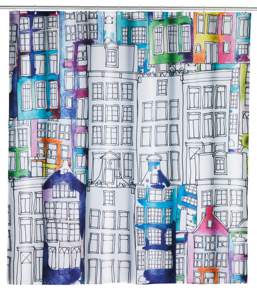 Duschvorhang Mod. Sunny City  Textil (Polyester), 180 x 200 cm, waschbar