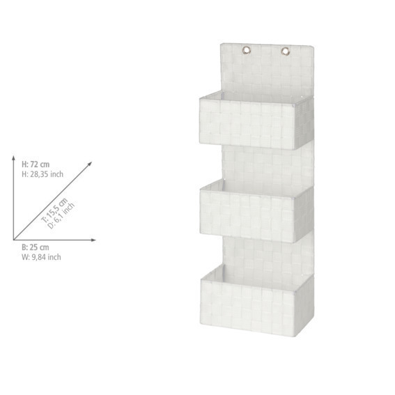 Organizer Mod. Adria Weiß zum Hängen, 3 Etagen  3 Etagen