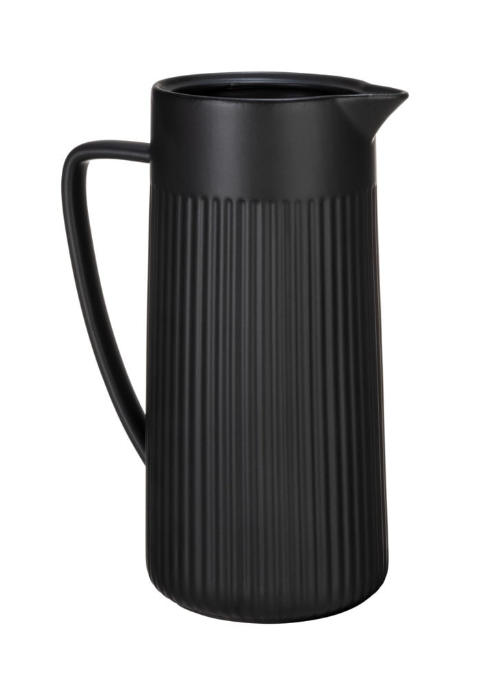 Krug Mod. REFIA 1,25L, schwarz, Keramik, 16,5x22x10,5 cm  elegantes Riffeldesign für stilvolles Servieren