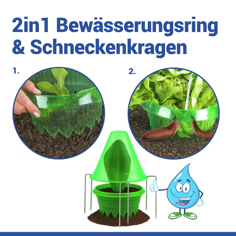 Pflanzendom 3in1, 15-teilig  Anzuchtglocke, Schneckenabwehr und Bewässerungsring
