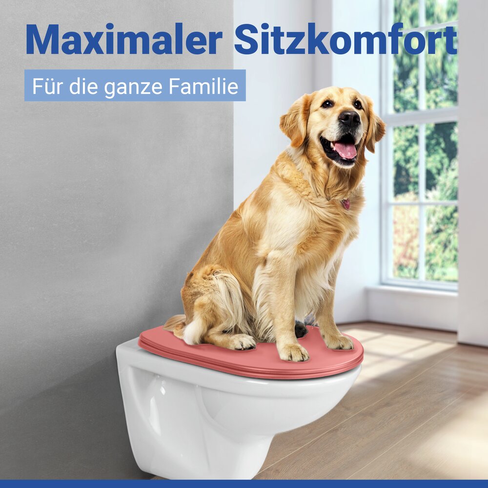 Abattant de WC Mod. Galati rouge corail mat  couvercle de WC en forme de D avec frein de chute