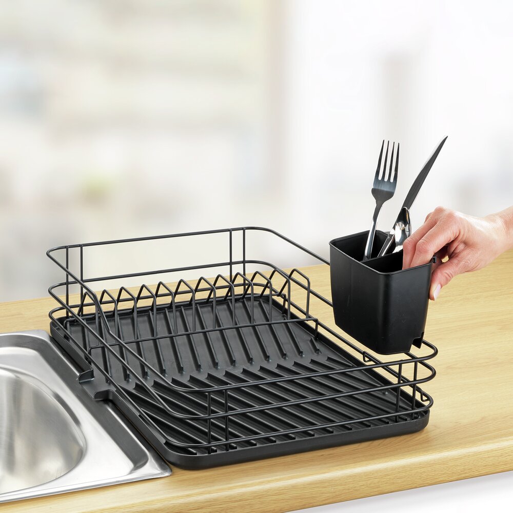 Geschirrabtropfer Schwarz 3-teilig   abnehmbare Sortierelemente