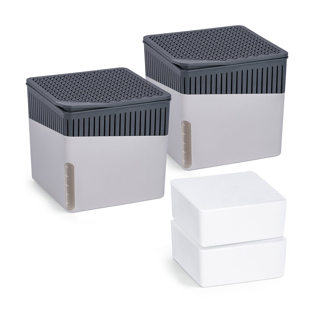 Raumentfeuchter Mod. Cube Grau 500 g, 2er Set  beugt Schimmel und Gerüchen vor