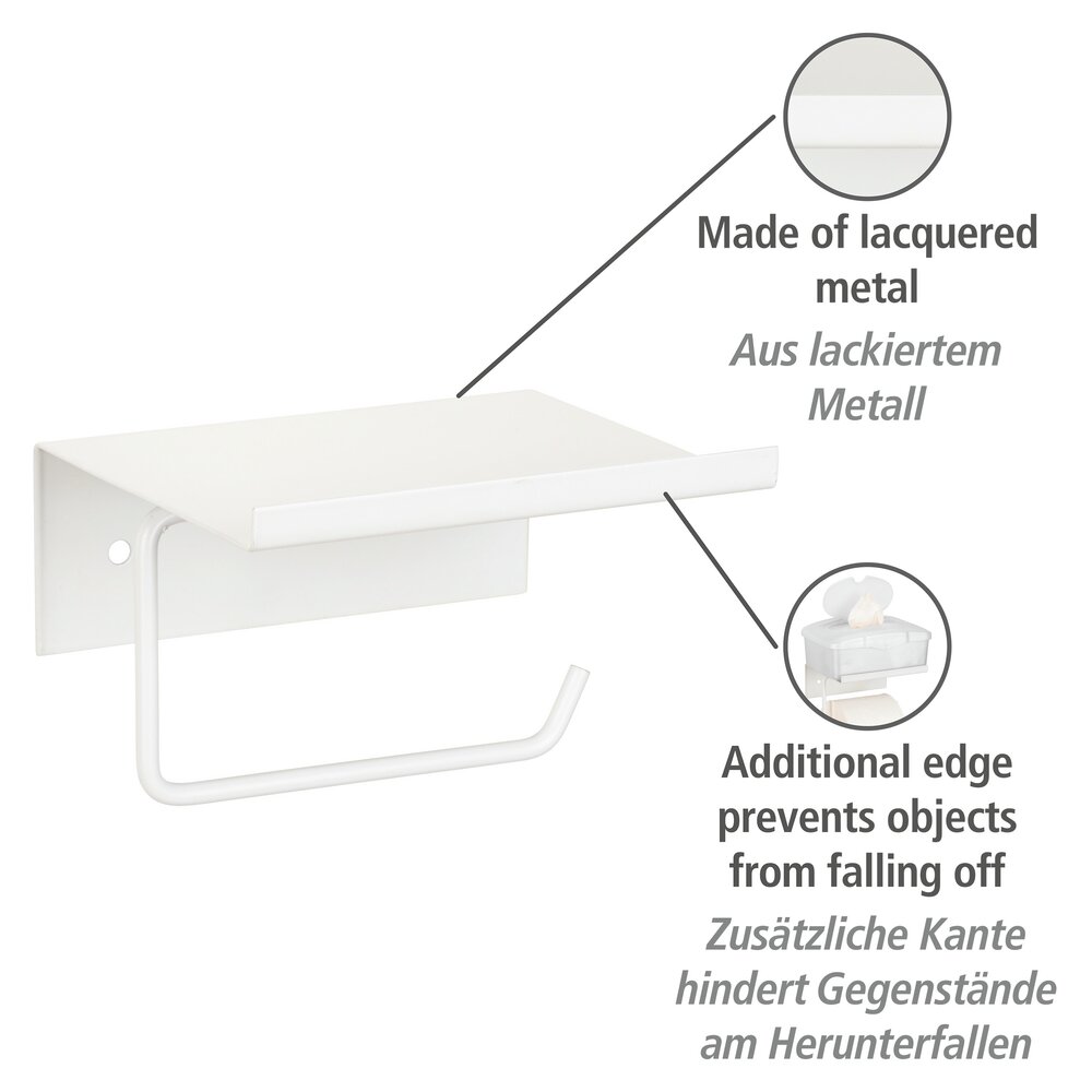 Toilettenpapierhalter Mod. Desulo Weiß  mit Ablage