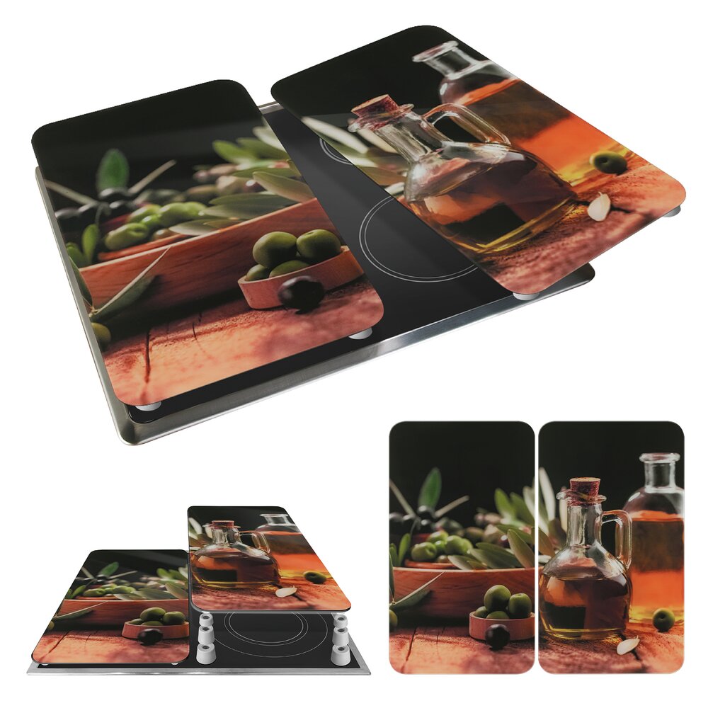 Herdabdeckplatte Universal Mod. Olivenöl, 2er Set  für alle Herdarten geeignet