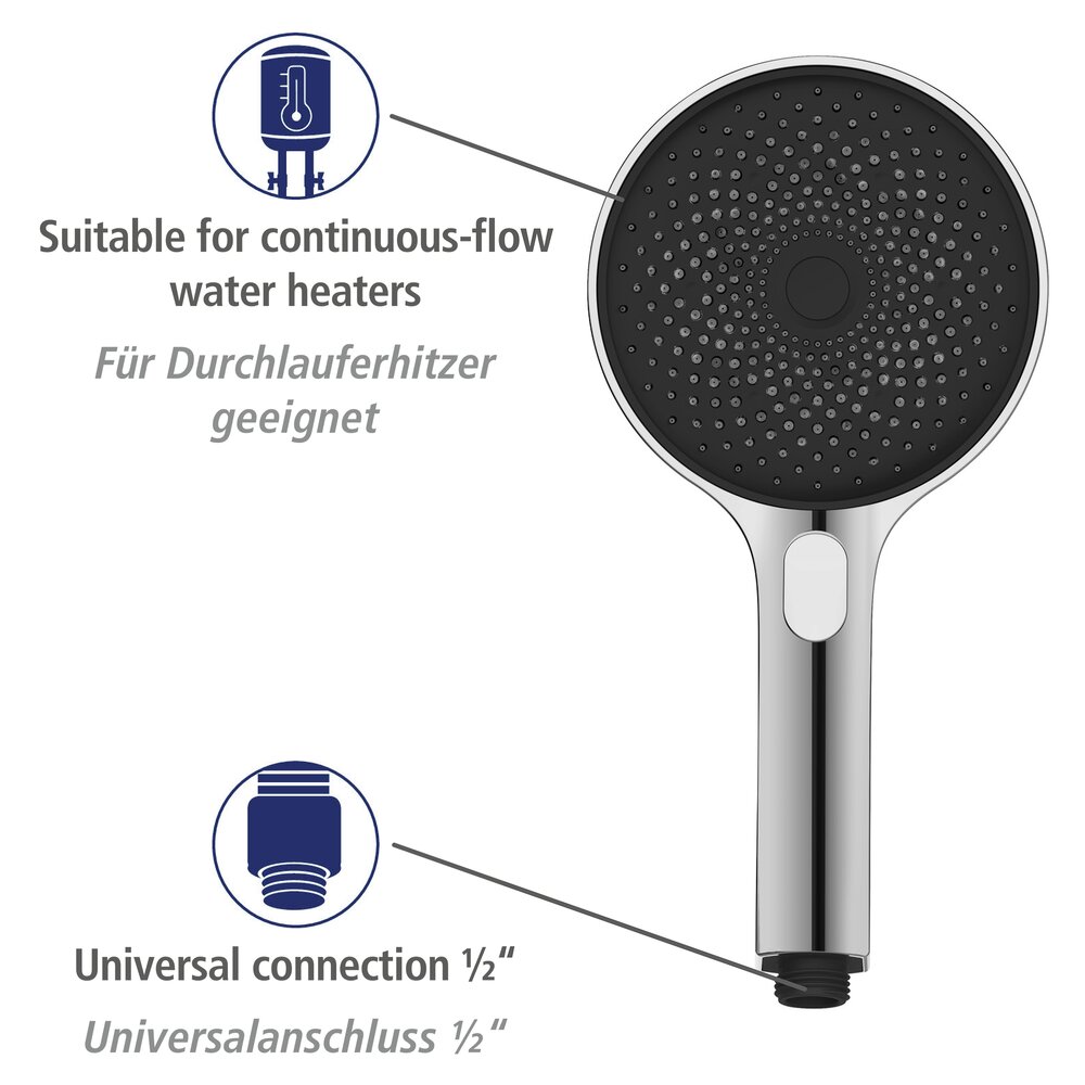 Ensemble pommeau, barre de douche et flexible Softwater  couleur chrome, raccordement facile