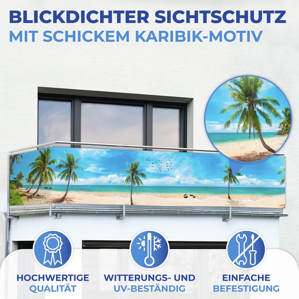 Balkon-Sichtschutz Mod. Karibik  UV- und witterungsbeständig