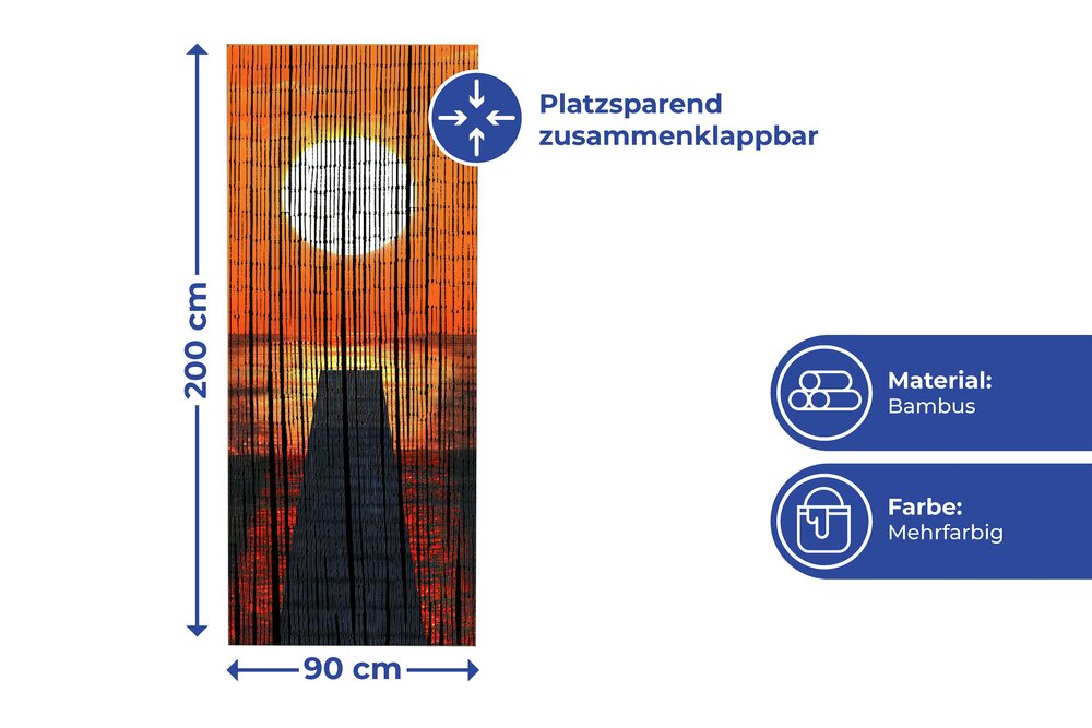 Rideau de bambou Coucher de soleil  90 x 200 cm