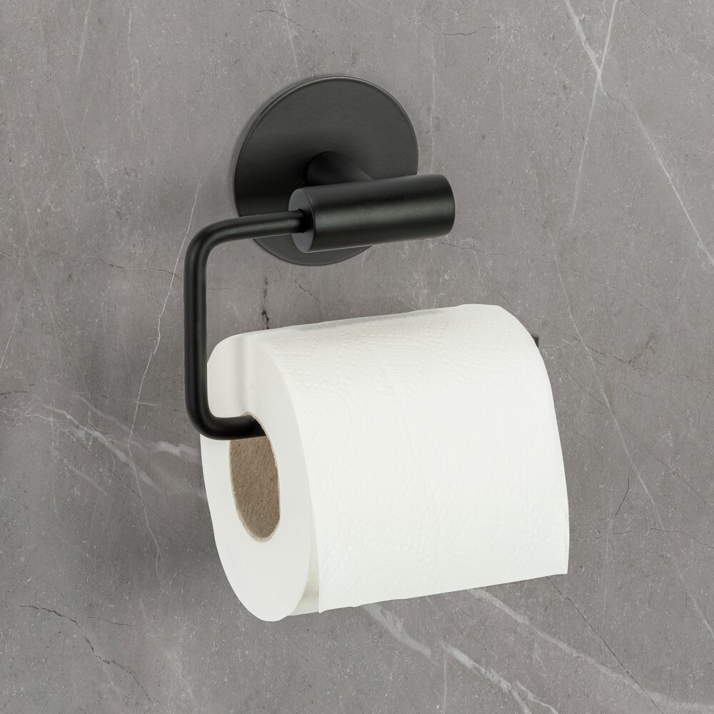 Toilettenpapierhalter Mod. MELETO Schwarz  zum Kleben oder Bohren