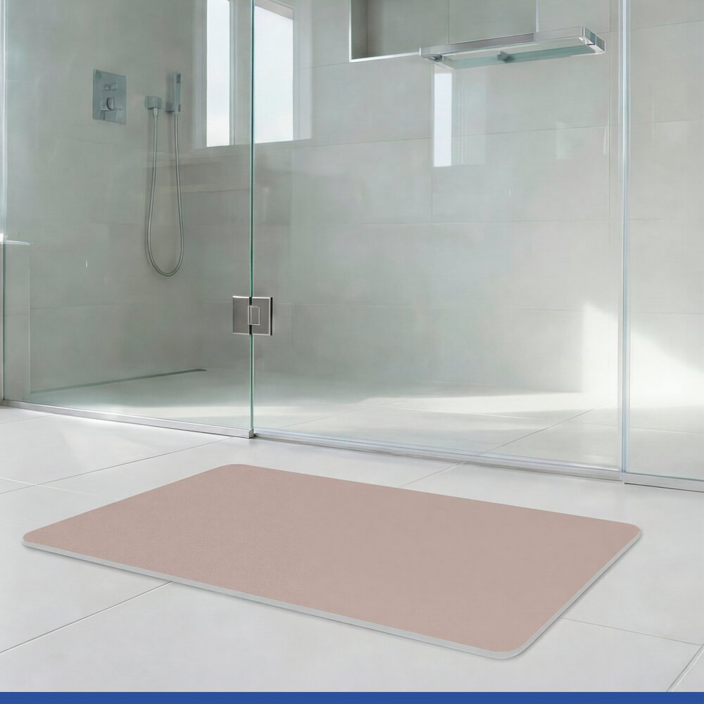 Schnelltrocknende Badematte Ecru, 40 x 60  rutschfest, mit wasserdichter Unterseite