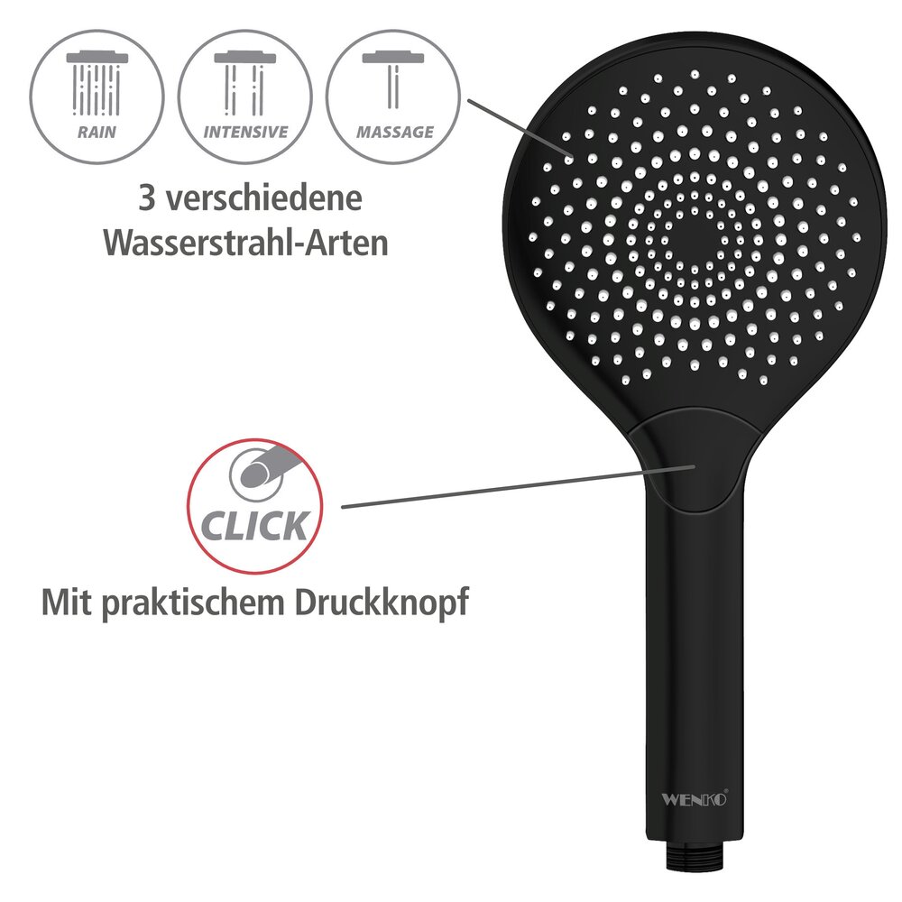 Douchekop Watersaving Zwart mat