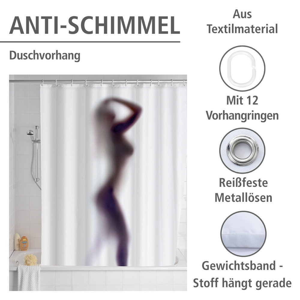 Anti-Schimmel Duschvorhang Mod. Silhouette, 180 x 200 cm  waschbar