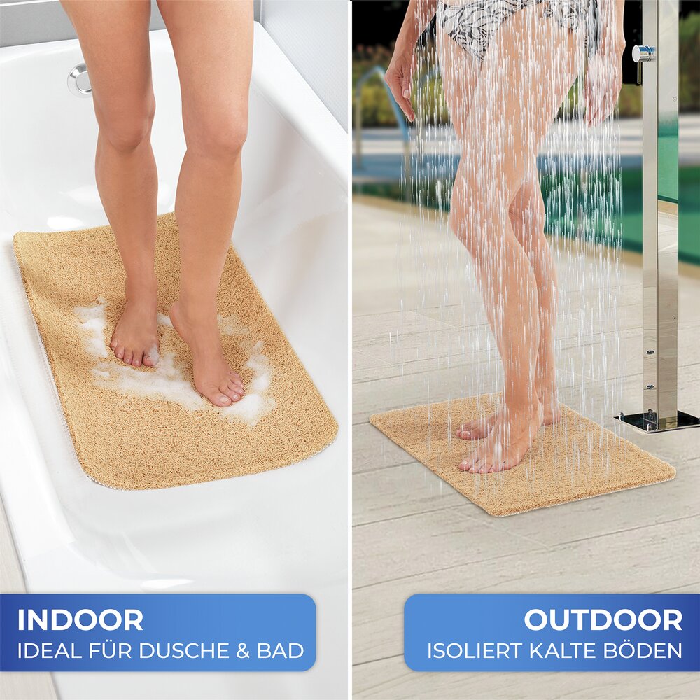 Badmat, beige, pvc, 50x80 cm, antislip, gemakkelijk schoon te maken