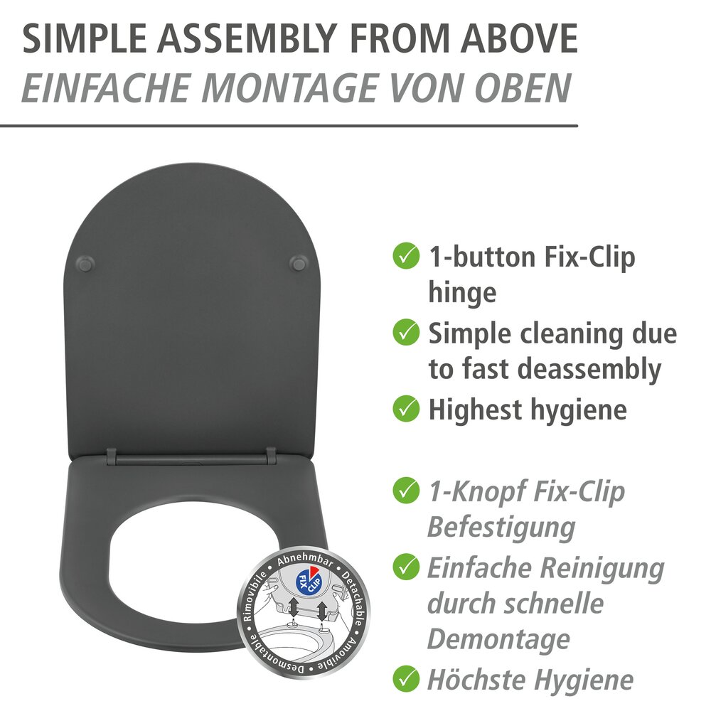 WC-Sitz Mod. Galati Anthrazit matt  aus Duroplast, Soft-Touch-Effekt