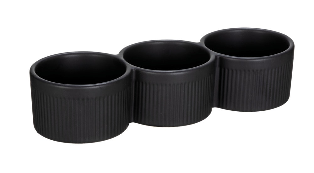 Dipschalen Mod. REFIA, schwarz, Keramik, 0,45L, 27x9,5x6 cm  mit sanften Riffelungen