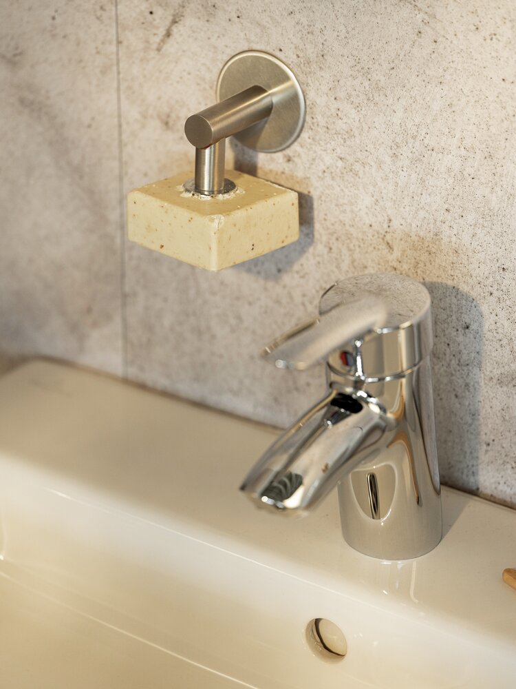 Turbo-Loc® Edelstahl Magnetseifenhalter Matt  Seifenhalter mit Magnet und Turbo-Loc Wandbefestigung zum Ankleben