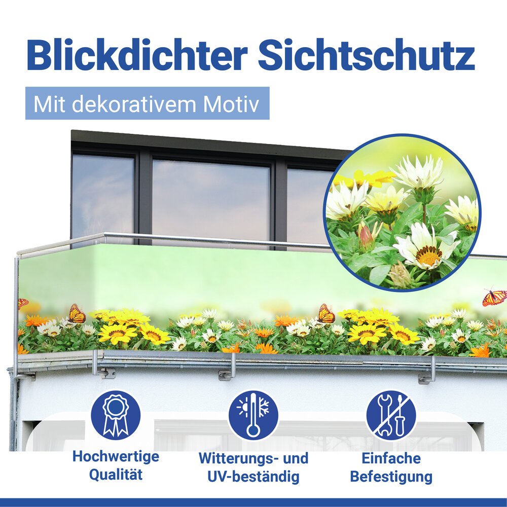 Balkon-Sichtschutz Mod. Schmetterling, 5 m  UV- und witterungsbeständig