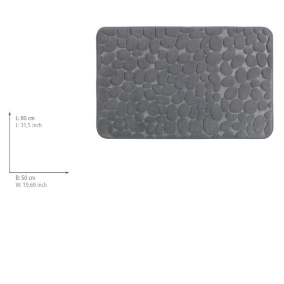 Badteppich Memory Foam Mod. Pebbles Grau  50 x 80 cm