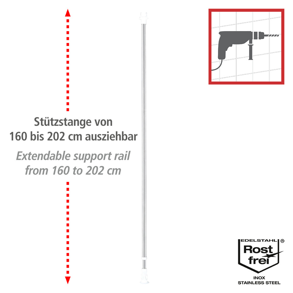 Teleskop-Garderoben-Set Edelstahl, 3-teilig  verstellbar