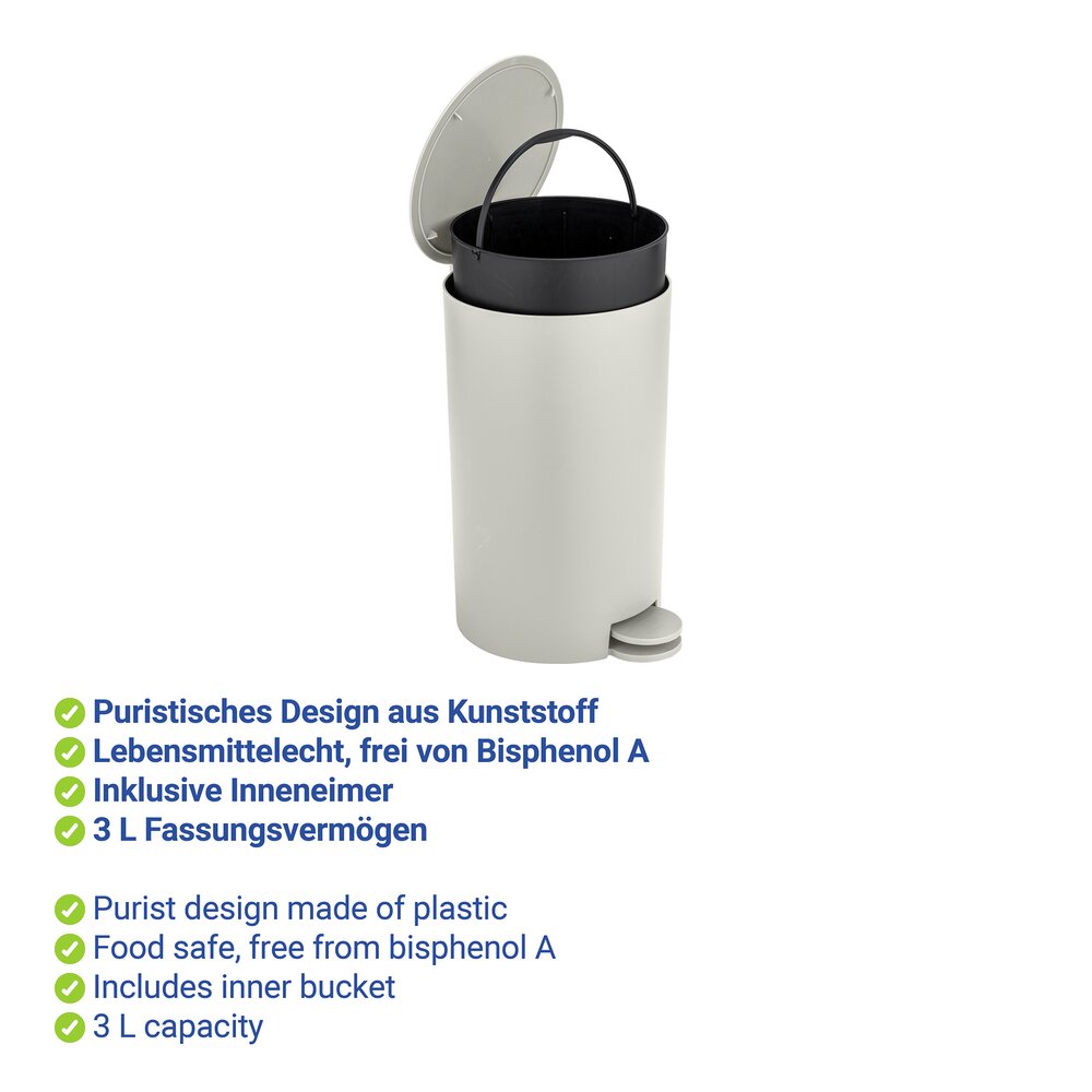 Prullenbak voor de badkamer Mod. Vara 3 l, ecru