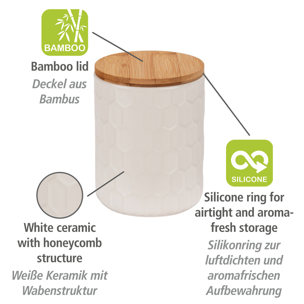 Aufbewahrungsdose Mod. Maya 0,4 L, FSC  Vorratsdose aus Keramik mit Bambus-Deckel