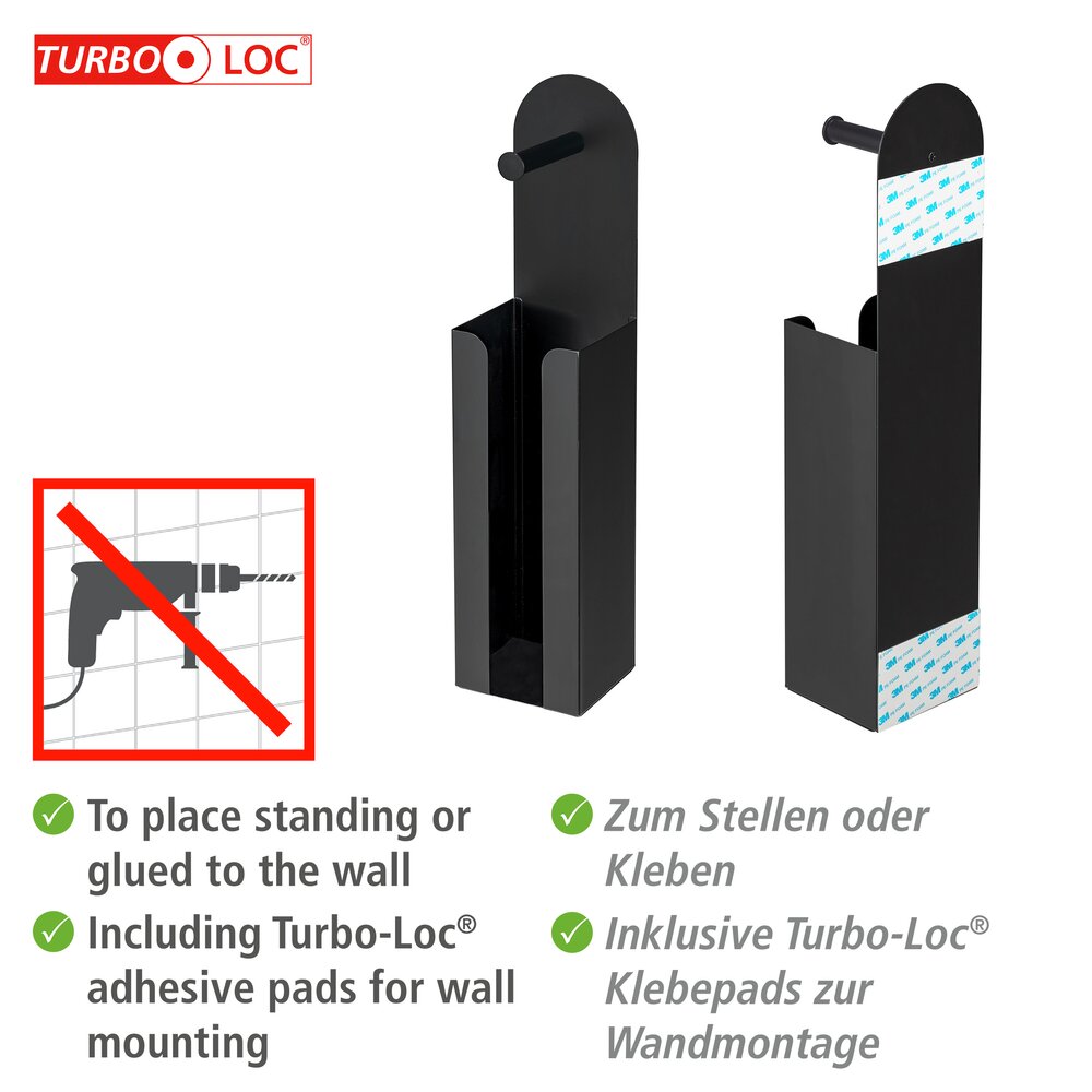 2-in-1 Toilettenpapierhalter Mod. Agira Schwarz  mit Ersatzrollenhalter