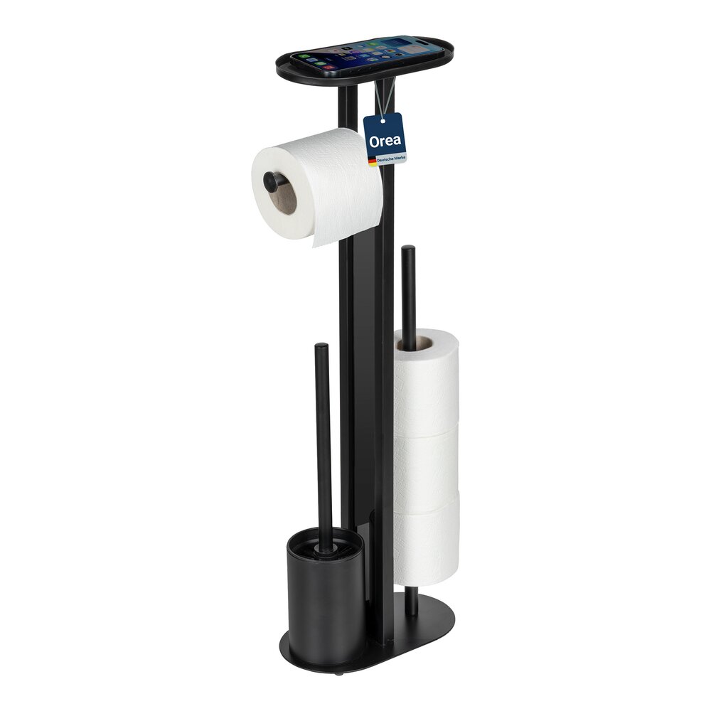 Combiné WC Mod. Orea Noir  avec tablette et porte-rouleaux de rechange
