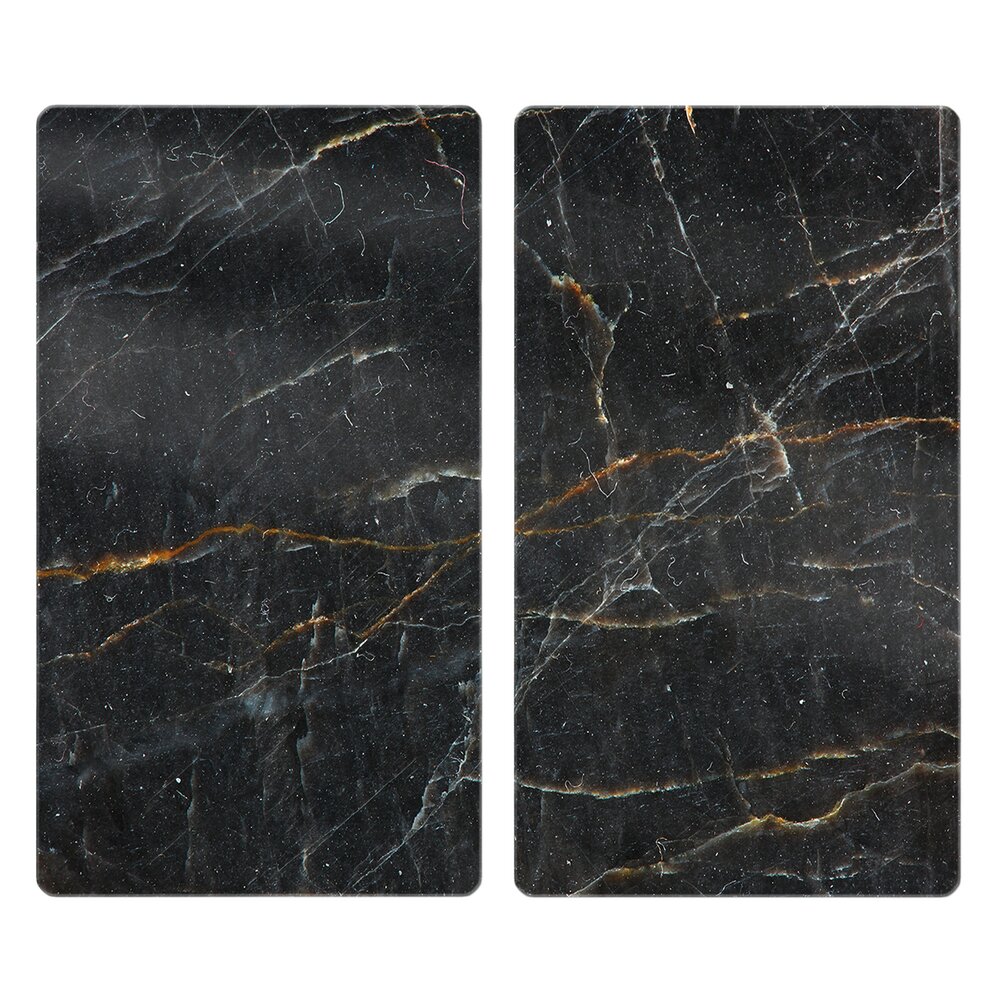 Couvre-plaques de cuisson Mod. Marbre noir, lot de 2  pour vitrocéramique et induction