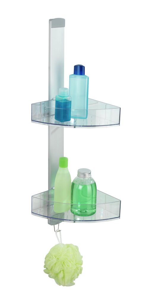 Valet de douche d'angle Premium  avec 2 étagères et crochets