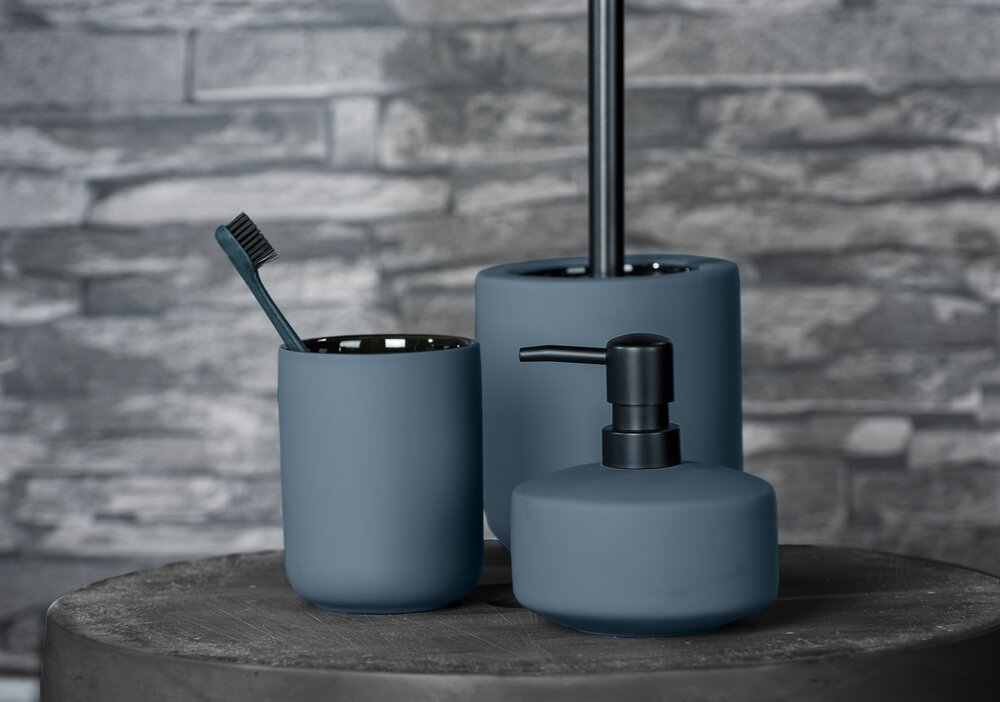 Porte brosse WC céramique avec brosse WC noire, Avellino, bleu  Porte-brosse