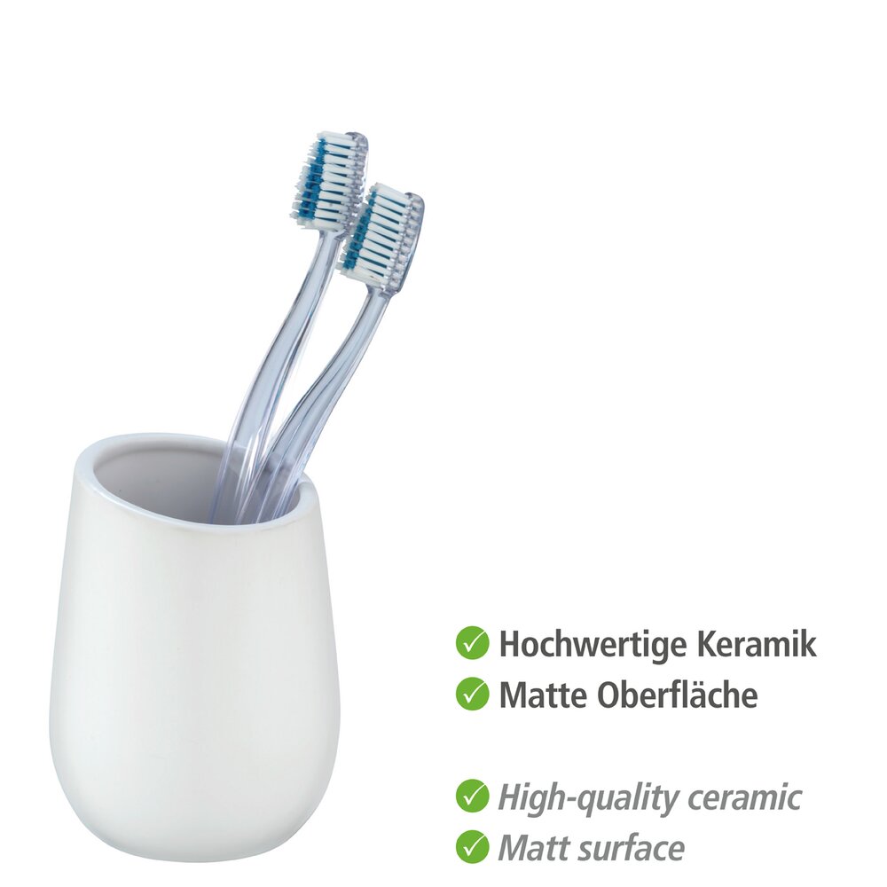 Waschtisch-Set Mod. Badi Weiß, 2-tlg.  1 Zahnputzbecher, 1 Seifenspender