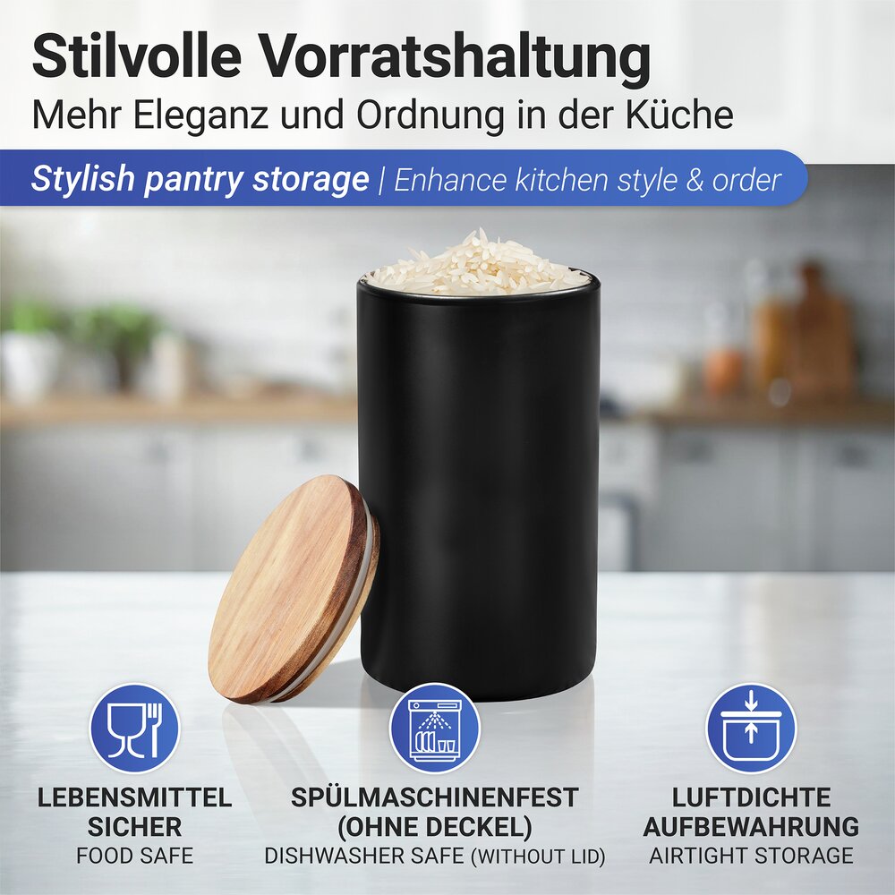 Aufbewahrungsdose Mod. Mio Schwarz 1,4 L  aus Borosilikatglas