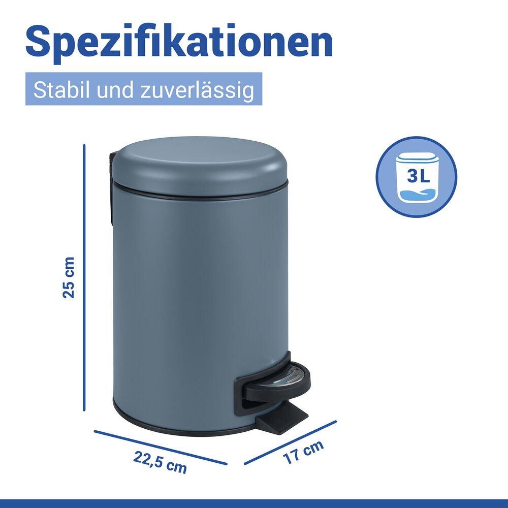 Kosmetik-Treteimer Mod. Leman Slateblue 3 L  mit herausnehmbarem Einsatz