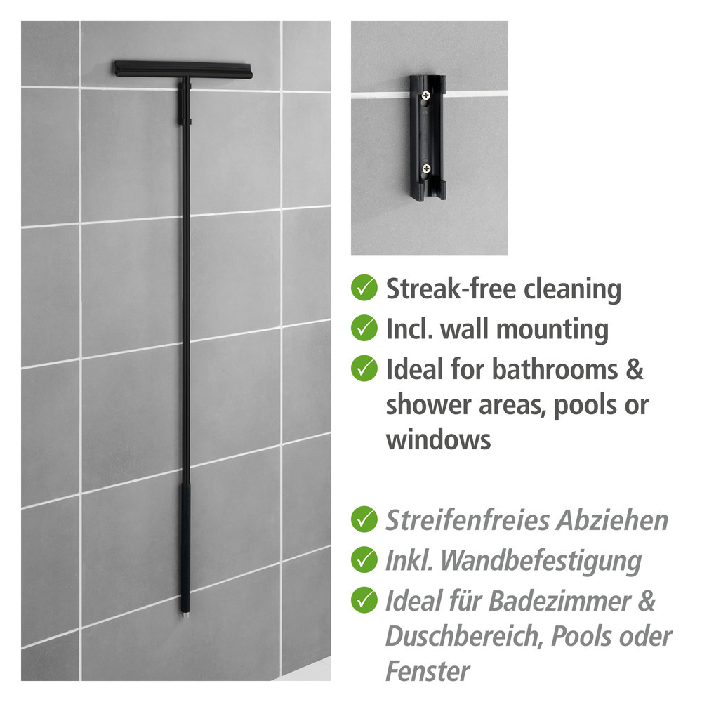 Edelstahl Boden-und Fensterwischer Mod. Rosole Schwarz  40 cm Wischbreite