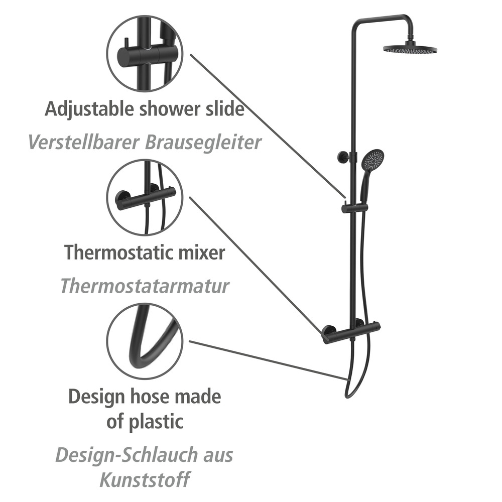 Duschsystem Young Eco mit Armatur Schwarz  inkl. 2 Watersaving Regulatoren