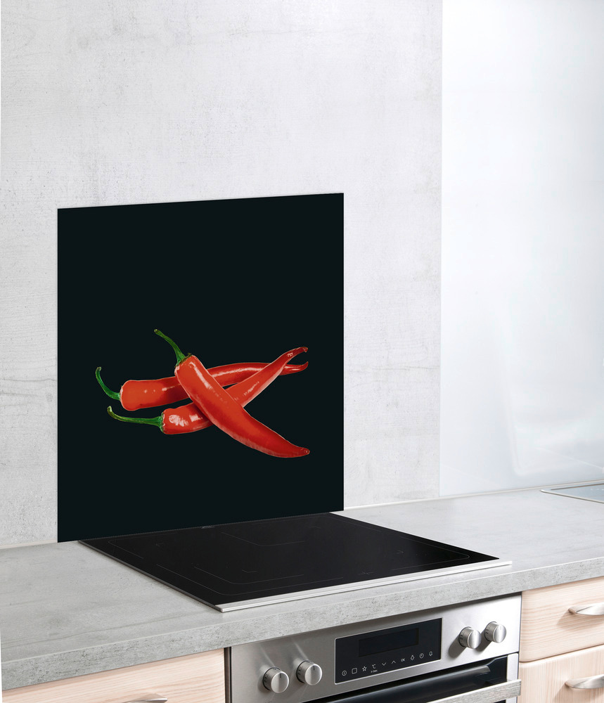 Glasrückwand Hot Peperoni, 60 x 70 cm  Spritzschutz für Herd oder Spüle