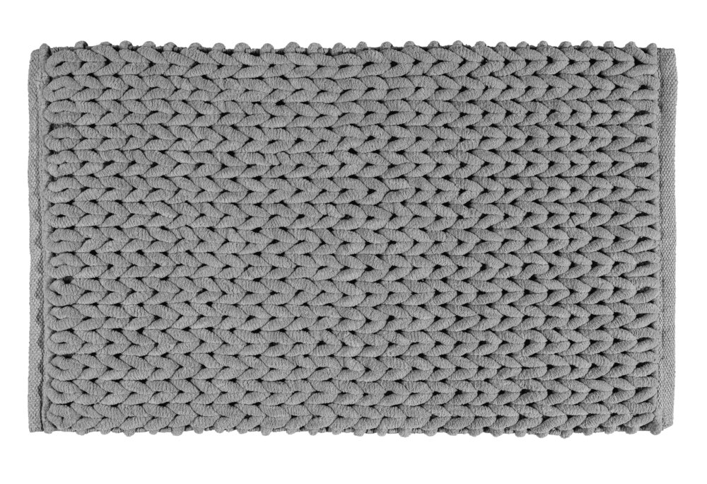 Badteppich Mod. Arson, grau, Polyester/Baumwolle, 50x80 cm  rutschhemmend beschichtet, schnell trocknend