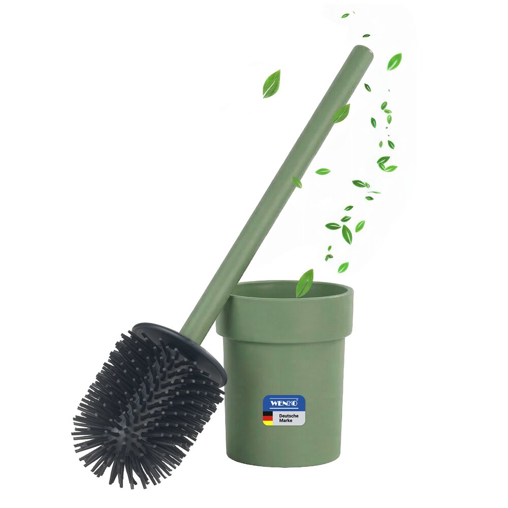 Turbo-Loc® WC-Garnitur Mod. Lizan Grün  mit Silikon-Bürstenkopf, Befestigen ohne Bohren