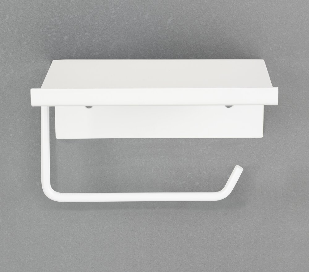 Toilettenpapierhalter Mod. Desulo Weiß  mit Ablage