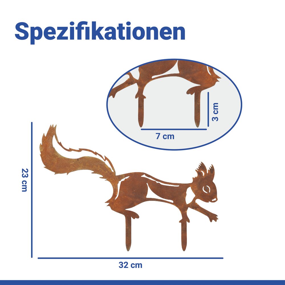 Gartenstecker Eichhörnchen, 2er Set  wetterbeständig, mit Edelrost-Effekt