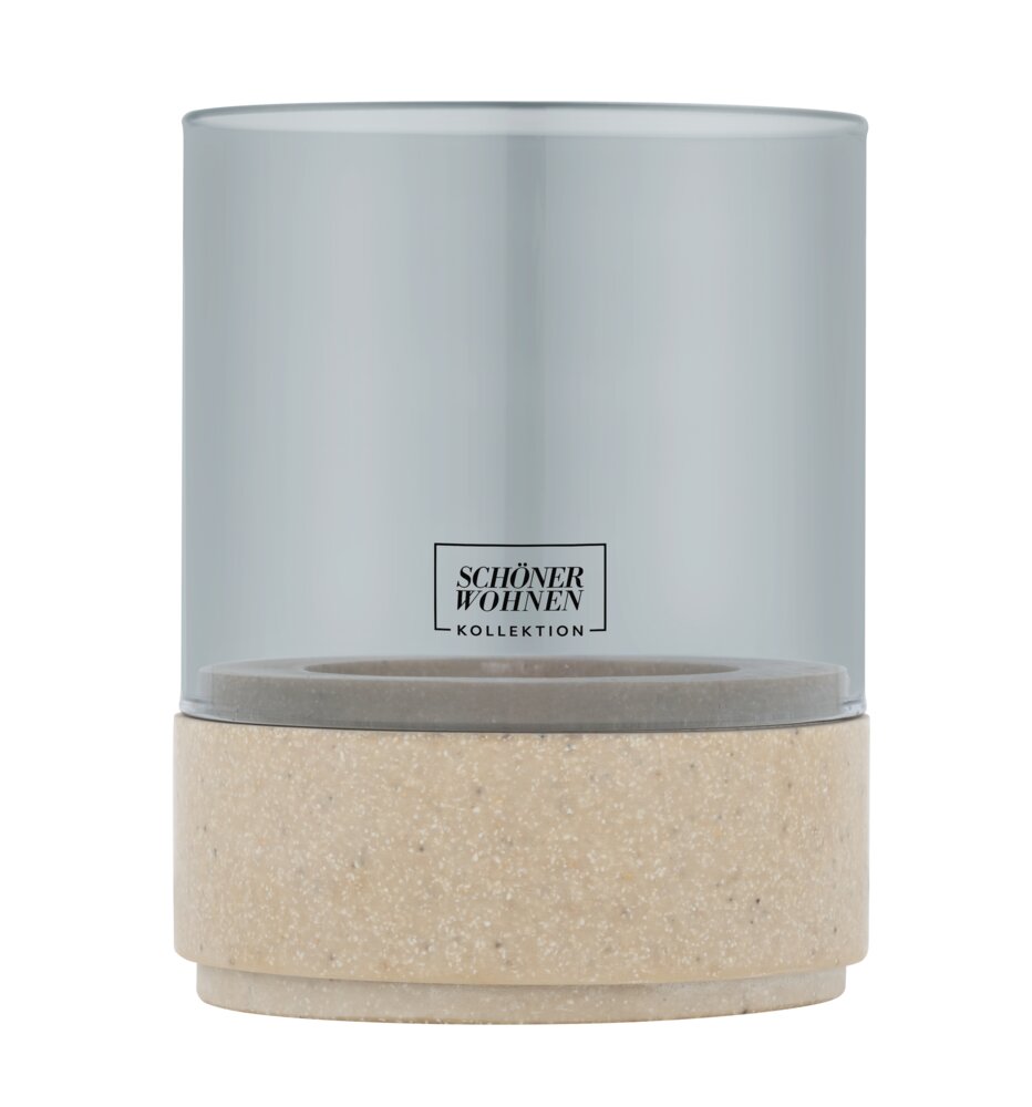 Bougeoir Mod. Canvel M, Beige  Verre pour bougie chauffe-plat, intérieur & extérieur