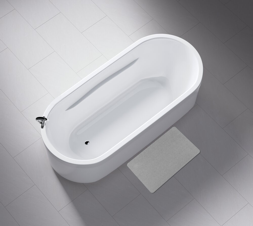 Tapis de bain à séchage rapide Gris  en 100 % polyester