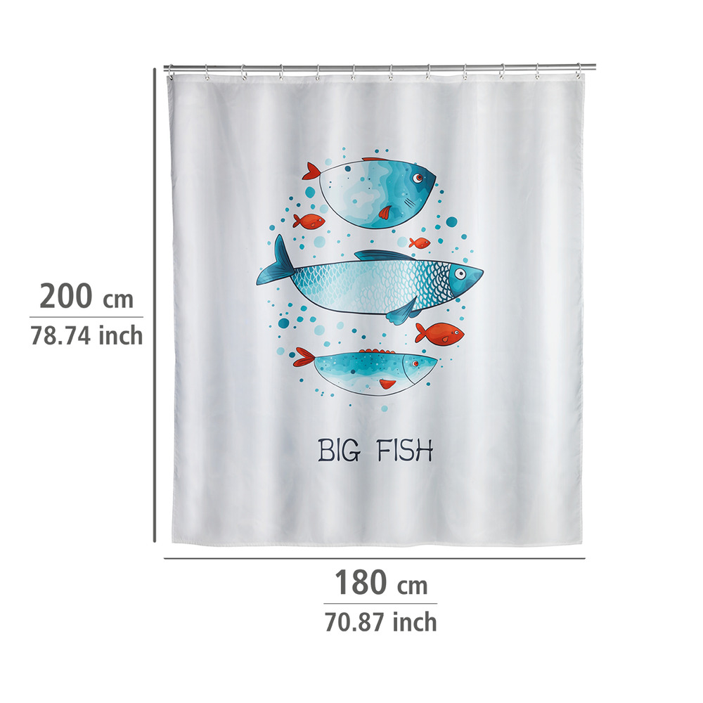 Duschvorhang Mod. Big Fish  Textil (Polyester), 180 x 200 cm, waschbar