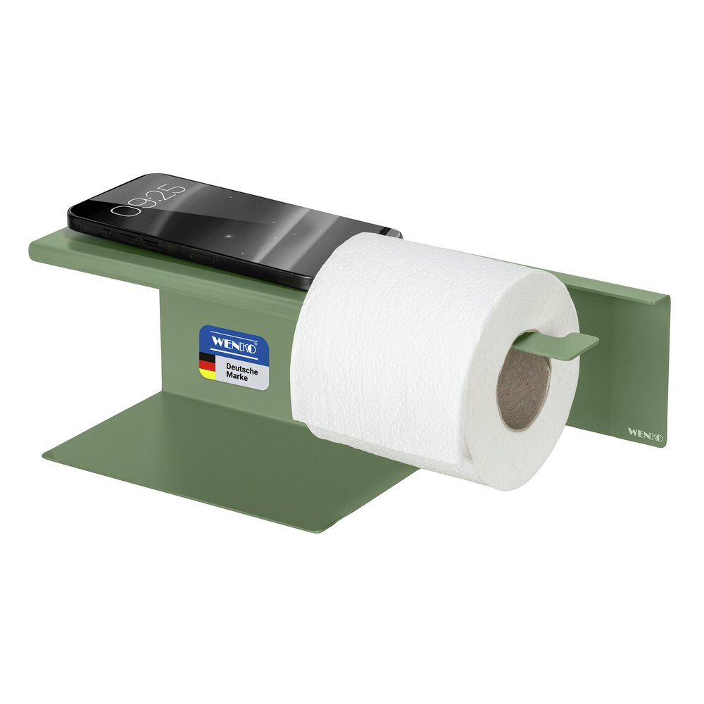 Turbo-Loc® Toilettenpapierhalter mit Ablage Mod. Lizan Grün  Befestigen ohne Bohren