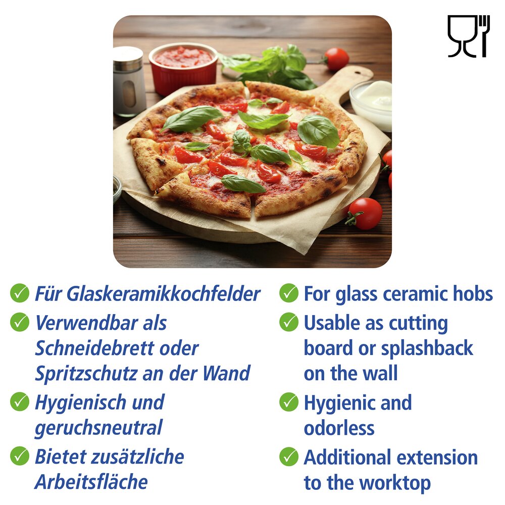 Multi-Platte Mod. Pizza Margherita  Abdeckung, Spritzschutz und Schneidebrett