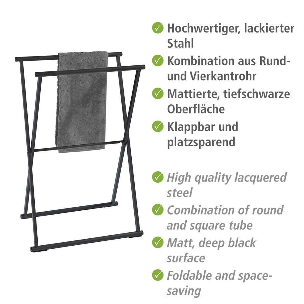 Handtuchständer Mod. Lava Schwarz matt  Kleiderständer, klappbar