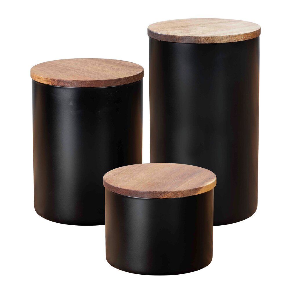Vorratsdosen Mod. Mio Schwarz, 3-teiliges Set  Vorratsdosen Set aus Borosilikatglas
