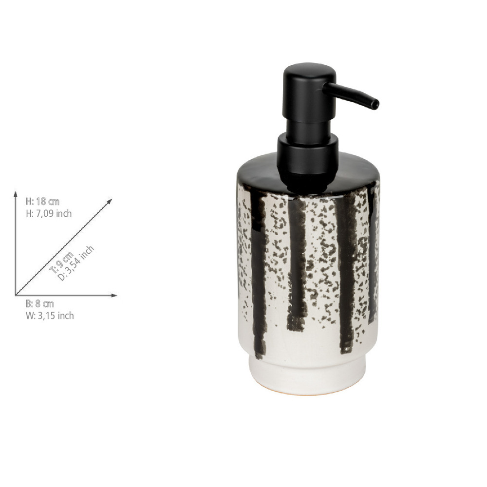Zeepdispenser Mod. Subiza, wit/zwart, keramiek/kunststof, 0,34 l